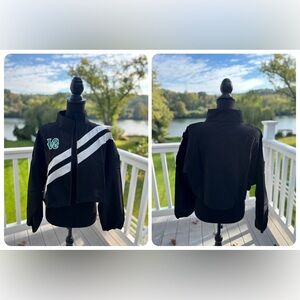 Eagles inspired Womens Crop Black Light Track Jacket with White Stripes
